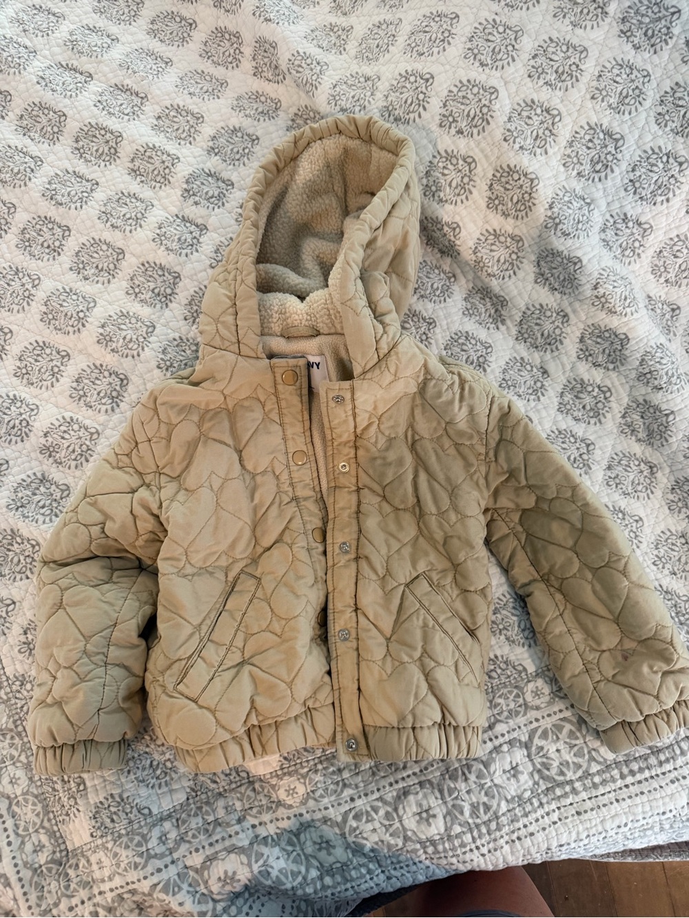 Old Navy Beige Quilted Hooded Puffer Jacket for Kids